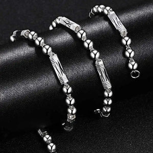 Hexagonal TongChe Flower Beads Necklace with 925 Silver Chains