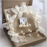 Bride Headdress Hair Bands Immortal Beaded Flower Girls Ornament Set