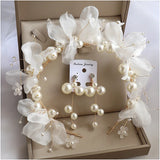 Bride Headdress Hair Bands Immortal Beaded Flower Girls Ornament Set