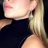 CZ Ear Clips with Pearl Earrings for Wedding Jewelry