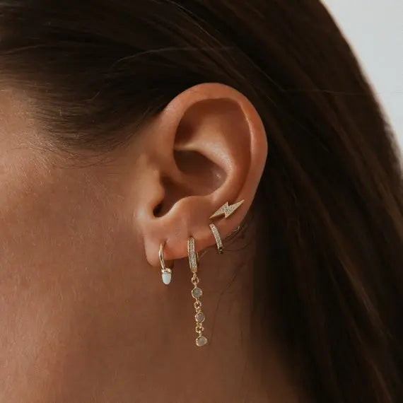 925 Sterling Silver CZ Tassel Chain Earring