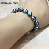 Dark Peacock Baroque Pearls Bracelet Bangle Earring Set