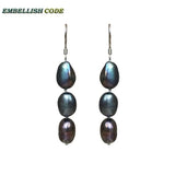 Dark Peacock Baroque Pearls Bracelet Bangle Earring Set