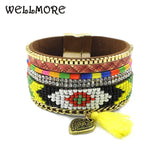 Bohemian Beaded & Leather Wrap Bracelets for Women