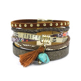 Bohemian Leather Bracelet Women Charm Bangle Jewelry B16001