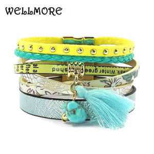 Bohemian Leather Bracelet Women Charm Bangle Jewelry B16001