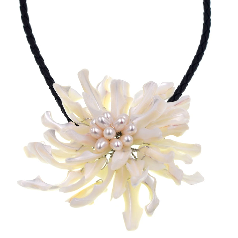 Sea Shell & Pearl Flower Necklace for Women Xmas