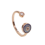CZ Evil Eye Open Ring Adjustable Drop