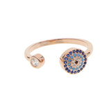 CZ Evil Eye Open Ring Adjustable Drop