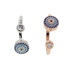 CZ Evil Eye Open Ring Adjustable Drop