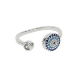 CZ Evil Eye Open Ring Adjustable Drop