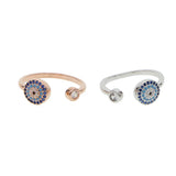 CZ Evil Eye Open Ring Adjustable Drop