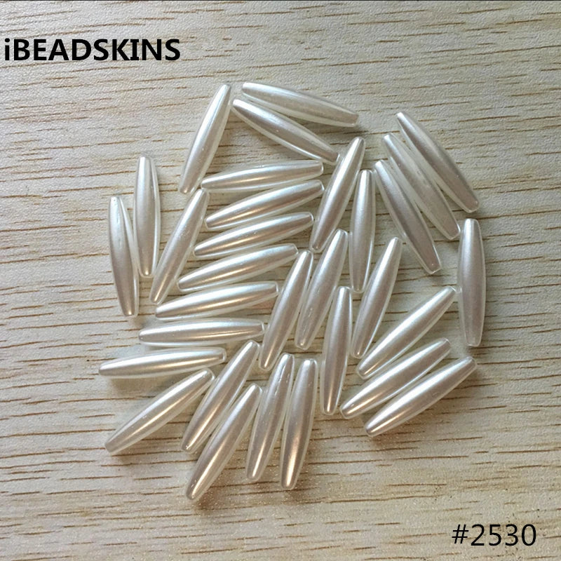 900pcs 28x6mm Acrylic Pearl Tubular Beads for Jewelry DIY #2530