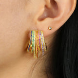 Colorful CZ Paved Wrap Circle Hoop Earring