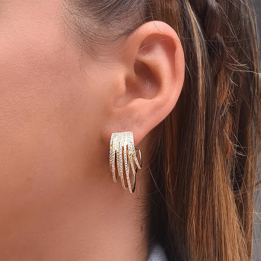 Colorful CZ Paved Wrap Circle Hoop Earring