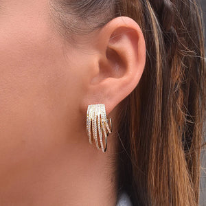 Colorful CZ Paved Wrap Circle Hoop Earring