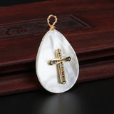 Evil Eye Cross Abalone Pendant Choker Necklace for Women