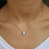 Fire Opal Round Charm Necklace 925 Sterling Silver Heart Chain for Women Girls