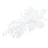 Beaded Flower Barrettes for Wedding Hair, Beige Floral Hair Clips