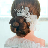 Beaded Flower Barrettes for Wedding Hair, Beige Floral Hair Clips