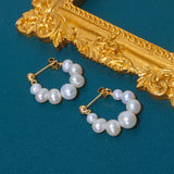 Freshwater Pearl S925 Stud Circle Earrings