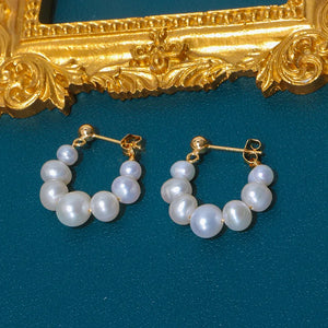Freshwater Pearl S925 Stud Circle Earrings