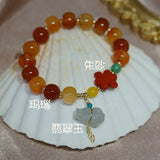 Freshwater Pearl & Agate Bracelet Red/Green