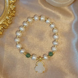 Freshwater Pearl & Agate Bracelet Red/Green