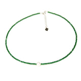 Freshwater Pearl Red/Green Spinel Faceted Chocker Necklace Bracelet