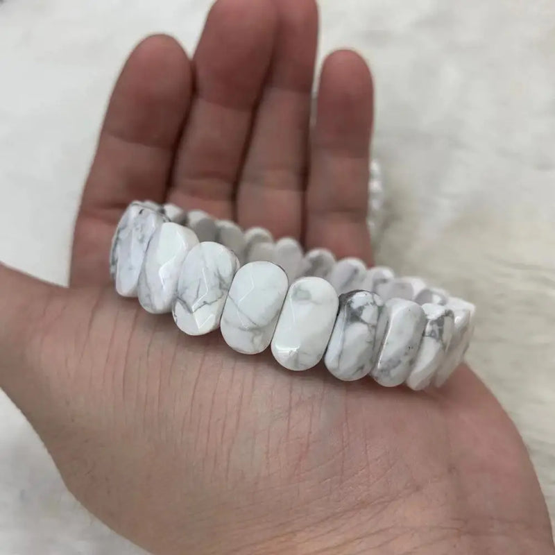 Howlite Stone Beads Bracelet Natural Gemstone Jewelry Bangle