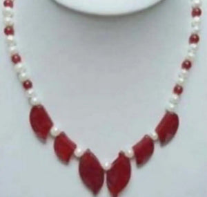 Pearl and Ruby Necklace 18-Inch Length