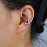 Red Green CZ Teardrop Ear Cuff Clip Earring
