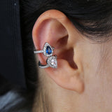 Red Green CZ Teardrop Ear Cuff Clip Earring