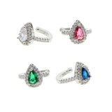 Red Green CZ Teardrop Ear Cuff Clip Earring