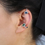 Red Green CZ Teardrop Ear Cuff Clip Earring