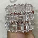 Rock Quartz Crystal Stone Beads Bracelet Natural Gemstone Bangle