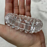 Rock Quartz Crystal Stone Beads Bracelet Natural Gemstone Bangle
