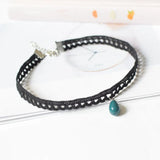 Vintage Ceramic Bead Necklace Lace Choker for Women Girls