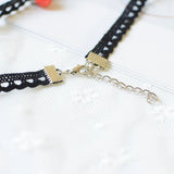 Vintage Ceramic Bead Necklace Lace Choker for Women Girls