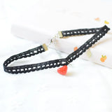 Vintage Ceramic Bead Necklace Lace Choker for Women Girls