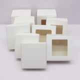 10 Leather Window Box 7X7X3/4/5cm Paper Candy Wedding Box