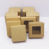 10 Leather Window Box 7X7X3/4/5cm Paper Candy Wedding Box