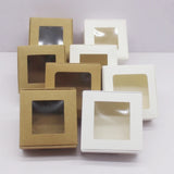 10 Leather Window Box 7X7X3/4/5cm Paper Candy Wedding Box