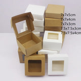 10 Leather Window Box 7X7X3/4/5cm Paper Candy Wedding Box