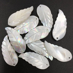 10PCS Mother of Pearl Shell Leaf Art Pendant Bead