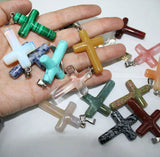 10pcs Natural Stone Cross Crystal Agates Pendant for Jewelry Making