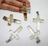 10pcs Natural Stone Cross Crystal Agates Pendant for Jewelry Making