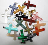 10pcs Natural Stone Cross Crystal Agates Pendant for Jewelry Making