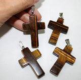 10pcs Tiger Eye Cross Pendant for Jewelry Making Necklace