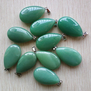 Green Aventurine Water Drop Pendants Charm Lot